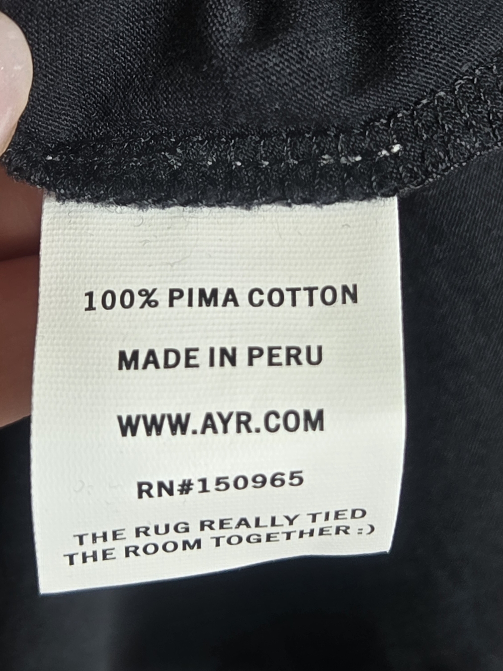 AYR The Midsummer Black Scoop Crew Neck Shirt In Black - Picture 7 of 7